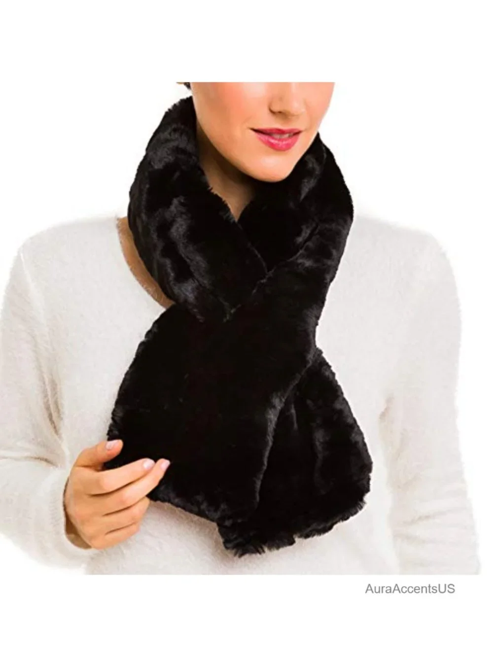 100% Faux Fur Scarf Wrap for Women – Warm Winter Neck Shrug